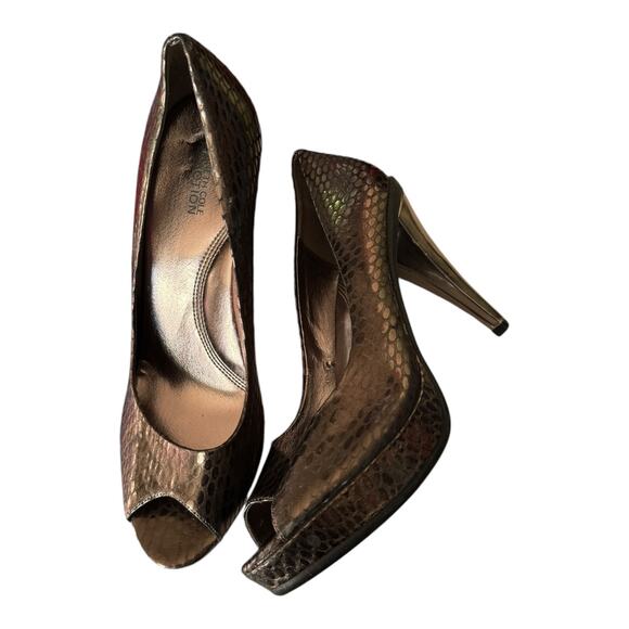 Kenneth Cole peep show python 4.75" heels with platform size 10 - Picture 3 of 12